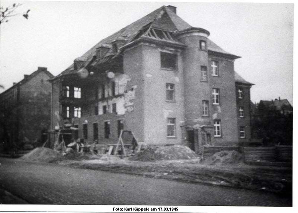 Altbau Frankfurter Straße am 17.03.1945